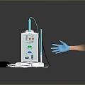 Professional Medical Device With Display Screen Control Panel And Connecting Tube Operated By Blue Gloves