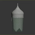 Decorative Silver Ornamental Object With Pointed Spire And Intricate Grid Texture Design 3d model