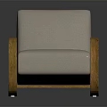 Modern Wooden Rocking Chair Featuring Beige Cushion Curved Armrest And Rocking Base
