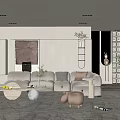 Modern Elegant Living Room Interior With Comfortable Sofa Coffee Table Floor Lamp And Green Plants
