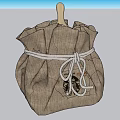 Linen Storage Bag With Wooden Handle And White Rope For Daily Use