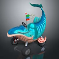 Colorful Whale Shaped Children's Tricycle With Playful Design And Small Flag