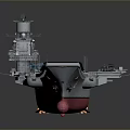 Detailed Military Aircraft Carrier With Flight Deck Red Hull And Blue Markings