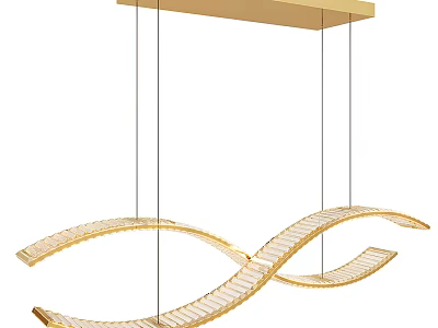 Luxurious Gold Curved Chandelier With Crystal Inlays For Modern Interior Decor 3d model