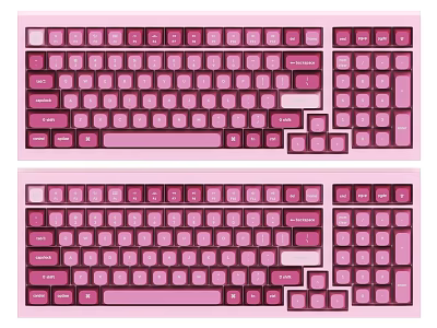 Modern Stylish Pink Computer Keyboards With Numeric Keypad And Standard Layout 3d model