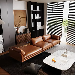 Living room sofa coffee table carpet decoration 3d model