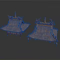 Traditional Chinese Architectural Roof Structures With Tiled Surfaces And Dragon Carvings