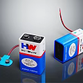 HW Batteries For Household Appliances With Blue White Casing And Red Wire Components