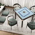 New Chinese Mahjong Table and Chair Chess Room Table and Chair Entertainment Table and Chair 3d model