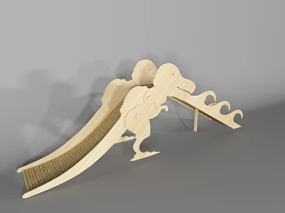 Kids Wooden Dinosaur Shaped Slide Play Equipment For Indoor Outdoor Safe Fun 3d model