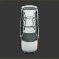 Red and White Station Wagon with Roof Rack Rain Droplets and Dirty Wheels