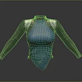 Fitted High Neck Blue Tech Inspired Top With Silver Shoulder Accents 3d model
