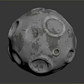Decorative Wood And Stone Spherical Ornament With Greenish Pockmarked Surface Texture