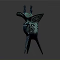 Ancient Chinese Bronze Ritual Vessel Sculpture With Three Legs And Intricate Carvings