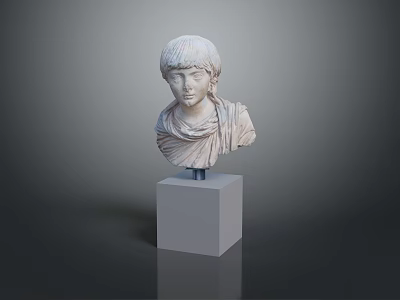 White Medical Device Human Anatomy Bust Model On Gray Cuboid Base 3d model
