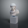 White Medical Device Human Anatomy Bust Model On Gray Cuboid Base 3d model