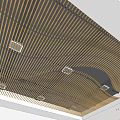 Black And Gold Striped Ceiling Design With Recessed Lights And Vent