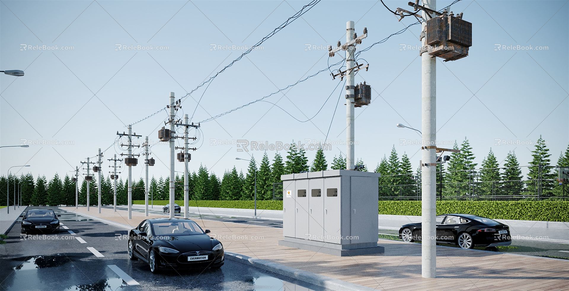 modern electric pole electric pole electric tower 3d model