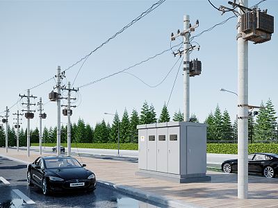 modern electric pole electric pole electric tower 3d model