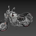 Vintage Style White And Black Motorcycle With Round Headlight And Red Rim Accents