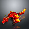 Red Dragon With Glowing Flame Effects In Black Background Game Movie Character
