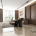 Modern Living Dining Room Interior With Sofa TV Rug Lighting And Curtain Design