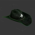 Black Cowboy Hat With Silver Star Badge And Red Band 3d model