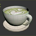 Creamy Matcha Latte In White Ceramic Cup With Heart Shaped Foam On Coaster