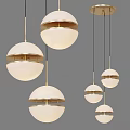 Modern Spherical Pendant Lights With Gold Accents And White Shades