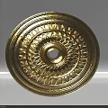 Golden Carved Circular Ceiling Rose For Interior Decoration With Intricate Patterns 3d model