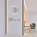 Elegant Modern Beauty Hair Salon Interior With Orange Chairs Green Table And Shelves