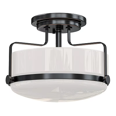 Modern Black Metal Frame Chandelier with White Lampshade and Circular Design 3d model