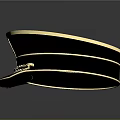 Stylish Black Hat With Gold Trim Rabbit Logo Chain And Badge For Daily Use