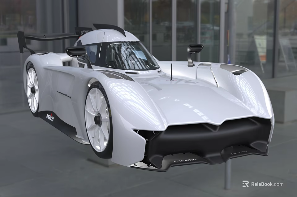 White Streamlined Sports Car With Modern Racing Inspired Design In Showroom 3d model 