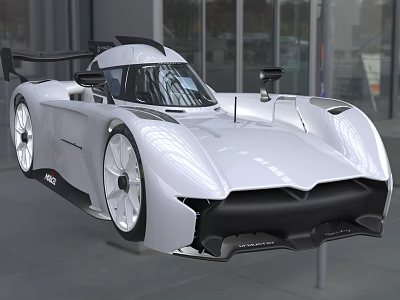 White Streamlined Sports Car With Modern Racing Inspired Design In Showroom 3d model