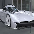 White Streamlined Sports Car With Modern Racing Inspired Design In Showroom