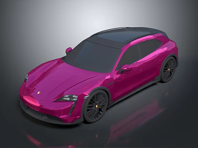 Pink Sleek Sports Car With Black Roof And Stylish Black Wheels 3d model