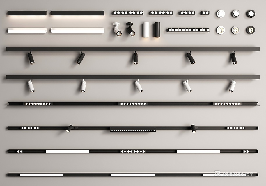 Contemporary Downlights and Spotlights with Diverse Styles for Home Interior Lighting 3d model 