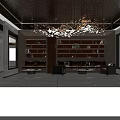 Elegant Modern Hotel Lobby Interior With Marble Reception Desk Textured Wall And Crystal Chandelier