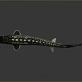 Blue Spotted Fish with Silver Fins and Tail on Dark Background with Reflection Below 3d model