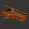 Classic Wooden Grand Piano With Open Lid And Carved Decorative Details