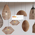 Woven Pendant Lights with Various Shapes Hanging for Stylish Interior Decor