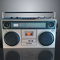 Retro Electronic Radio Cassette Player With Dual Speakers And Control Knobs