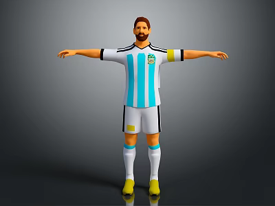 Game Movie Character Wearing Argentina Football Striped Jersey With Team Logo 3d model