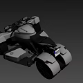 Sleek Modern Three Wheeled Motorcycle With Black Body And Large Alloy Wheels