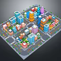 Isometric City Buildings Featuring Colorful Architecture Various Styles Roads And Trees