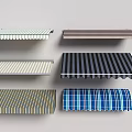 Stylish Patio Awning Designs Featuring Various Striped Patterns And Colors 3d model
