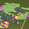 Aerial Planning of Regional Development with Green Areas Colorful Zones Buildings and Roads Layout