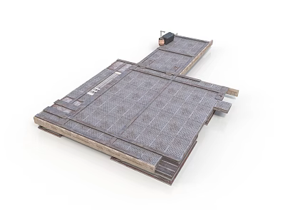 Industrial Metal Grate Platform Structure With Multi Panel Textured Surface And Small Equipment Unit 3d model