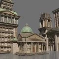 European Architecture Models With Classical Domes Towers And Arches Design